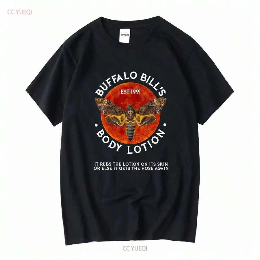 Camiseta de loción corporal de Buffalo Bill, ajustada para mujeres, película Silence Horror Lambs, vintage, lavada, ligeramente suave, estirada, moda - Negro - Ver 1