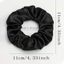 5-Piece Satin Women's Daily Simple Scrunchie Set, Daily Hair Care Essential, Casual Style, Classic Appearance, Smooth Style, Delicate Texture, Soft Fabric, Hair Tie Set, Hair Tie Set, Beauty Essential, Daily Hair Care - màu đen - Xem 9