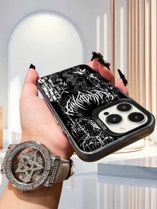 Gothic Punk Style Graphic Phone Case For IPhone & , Cool Art Print Protective Cover For Teens - màu đen - Xem 4