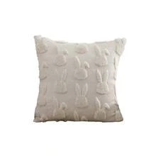 2pcs Quilted Embroidered Plush Pillow Covers, Easter Style Square Cushion Covers For Home Decor, Living Room, Bedroom, Sofa, Suitable For All Seasons - Beige - View 5