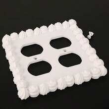 1pc Pink Cream Lace Socket Decor For Sweethearts, Sweet Girl Style Wall Control Panel, Bedroom Wall Lamp Control Panel Decor With Screws, No Power Required