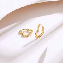 1对简约球心耳钉，甜美小众风格百搭耳环，女士款 - 金色 - 查看 8