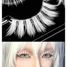 White Lashes White Eyelashes For Christmas And Anime Events Fluffy Manga Style False Eyelashes With Invisible Band Japanese Style Makeup Accessories For Party And Photo Shoots - 白色 - 查看 7