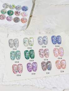 Miss Leia 1-12 15ml 春夏海王星闪粉凝胶指甲油 - 提亮肤色，百搭色彩，高密度水钻指甲油，多种颜色，透明凝胶底油，新手友好，UV/LED固化，可浸泡用于半永久化妆，适用于沙龙/美容院套装、DIY、居家、节日礼物、美甲艺术 - 彩色 - 查看 23