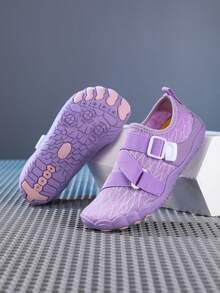 LOUN 1 Pair Kids' Summer Quick-Dry Fashionable Random Print Breathable Mesh Low-Top Slip-On Water Shoes With Hook And Loop, Boys' Barefoot Beach Swimming Shoes With Rubber Soles For Outdoor Cycling, Indoor Fitness Yoga Running Jumping Rope - Mauve Purple - View 3