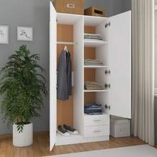 vidaXL Garde-robe Blanc 80x52x180 cm Bois d'ingénierie - Blanc - Voir 2