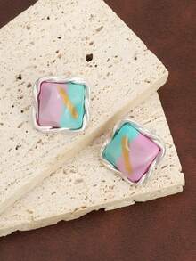 1 Pair Artistic Geometric Versatile Creative French Romantic Square Casual Earrings - Square Earrings - View 5