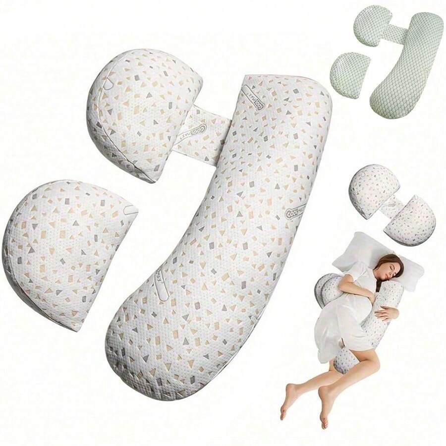 U-Shaped/H-Shaped Adjustable & Convertible Design Maternity Support Pillow, Helps Relieve Fatigue By Supporting Waist, Back And Abdomen. Postpartum Side Sleeping Lumbar And Abdominal Support Pillow. - Multicolor - View 1