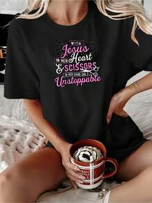 Camiseta de Mujer de Peluquero Inparable Tijeras Estilista de Salón - Negro - Ver 2