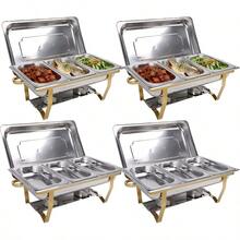 Piatti - Set da 4, Griglia Singola, Cornice Dorata - Visualizzare 9