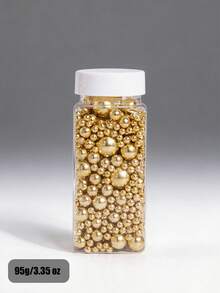 400g/14.1oz Edible Gold Cake Decorating Sprinkles, Mixed-Size Pearl Candies, Ideal For Baking Decor, As Well As Decorating Cakes, Cupcakes, Cookies, Donuts And Ice Cream. Perfect For Birthday, Valentine's Day And Christmas Party Decorations. - Multicolor - View 5