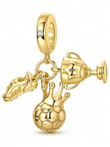 Silver Plated Charms Golden Butterfly Tassel Horseshoe Football Cup Golden Robot Dog Cross Life Tree Crow Lotus Flower Multi Element Series Beads Charm Fit Original Bracelet Charm Beads Necklace Diy Female Jewelry - Multicolor - View 23