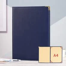 Leather A4 Document Folder, Suitable For Scripts, Contracts, Speeches, And Other Documents - Maroon Double-sided Copper-corner Folder - View 8