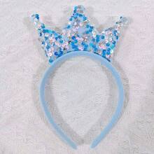Birthday Christmas Crown Headband For Girls Sequins Glitter Crowns Headbands For Sister Halloween Costumes Cosplay Hair Accessories For Girls Crown Hairbands Party Head Band - Blue - View 5