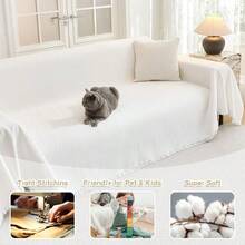 HOME Funda de sof de 2 asientos para perros, lavables, para asiento de amor, reclinable, futn, protector de muebles con borlas, tela suave antideslizante, 71 x 102 pulgadas, color blanco - 71x1020Blanco - Ver 2