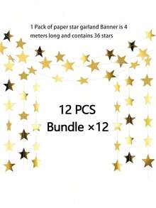 1/2/6/10个装闪光星星花环横幅，金色和闪亮银色纸花环悬挂装饰，闪亮银色星星三角旗横幅背景，闪光星星悬挂三角旗横幅背景，适用于摄影道具、家居装饰、墙面装饰、万圣节、圣诞节、母亲节、复活节、夏季婚礼、生日派对用品