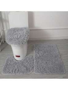 1 Set Minimalist Style Toilet Bathroom 3 Pieces Set Combination, Bathroom Floor Mat - Hot Pink - View 17