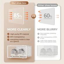 Paquete de 15 cajas de almacenamiento para zapatos, organizador de zapatos para clset, plstico transparente, apilable, soporte para contenedores de almacenamiento para zapatillas de - XlargeTransparente - Ver 6