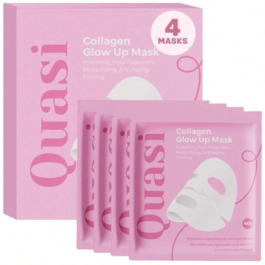 4PCS Quasi Bio-Collagen Face Mask Overnight – Hydrating Korean Sheet Mask – Niacinamide & Low Molecular Collagen – Firming & Smoothing Skincare For All Skin Types – 4 Masks - 維生素 C - 查看 1