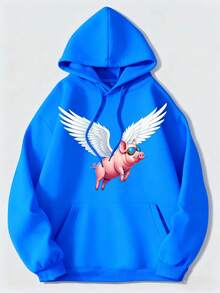 Fun Flying Pig With Wings Hoodie - Soft Pullover Hoodie