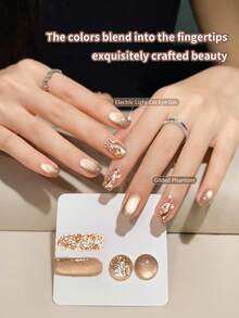 LYTTOA 10毫升棕色猫咪磁性凝胶指甲油半永久闪粉水晶猫眼凝胶可卸UV LED美甲油胶美甲用品2件套 - 彩色 - 查看 2