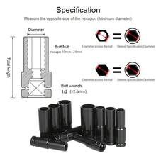 10pcs Durable Reliable Deep Impact Socket Set - 1/2 Inch Metric Drive Deep Socket Tool Set For Professional Repair DIY - 10-24mm Hex Nuts - Yellow - View 9