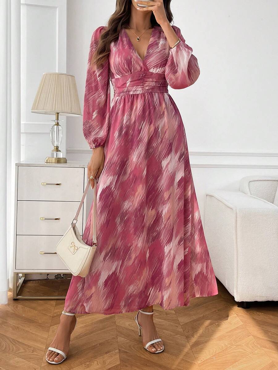 Casual Elegant Printed Long Dress For Women - Multicolor - View 1