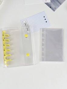 Pasta Transparente Portátil de Folhas Soltas Tamanho A7, Design de Duplo Clique, Pode Ser Usada Como Bolsa de Armazenamento de Fotos e Álbum de Fotos, Adequada para Guardar Dinheiro, Organizar Planejadores, Manuais, Cadernos, Livros de Adesivos, Suprimentos de Escritório e Suprimentos Escolares. - Multicolorido - Visão 15