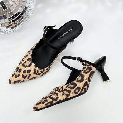 Xin Jing Shoes New Women's High Heel Shoes, Strap Casual Sexy Fashion Party Wedding Backless Mid Heel Pumps