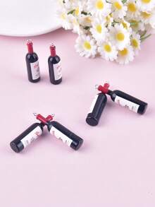 6pcs/Pack Fashion 3D Red Wine Bottle Resin Charms Pendant For Women Jewelry DIY Making Craft Holiday Gift - P Wine Bottle - View 1