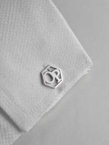 1 Pair Customized Stainless Steel Personalized Men's Simple 1-2 Initial Letter Cufflinks, Elegant Minimalist Design, Perfect Versatile Accessory For Men's Formal Events And Weddings, Great Gift For Father, Husband, Boyfriend Or Son - Multicolor - View 11