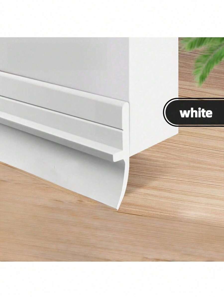 1 Piece Durable PVC Door Bottom Seal Strip - Windproof, Waterproof, Insectproof, Soundproof, Easy To Install, Polished Surface Black/White - Perfect For Bathroom And Room Doors, Soundproof Strip|Smooth Door Seal Strip|PVC Structure - 白色 - 查看 1