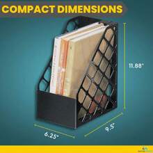 - File Rack, Magazine Rack, Plastic Organizer Box, 6.25 X 9.5 X 11.88 Inches, , Black, 1 Pack, 38198733 - Multicolor - View 5