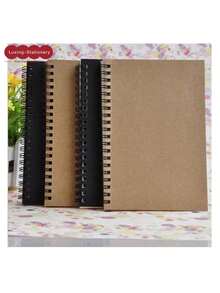 Sổ tay lò xo A5, bìa đen/khô, 60 tờ giấy kẻ dòng, phù hợp cho học sinh, nhân viên văn phòng, người sưu tầm văn phòng phẩm, người ghi chép, dùng cho học tập hàng ngày, ghi nhớ văn phòng, ghi chú cuộc họp, ghi chú trên lớp, viết nhật ký, đi lại. - màu đen - Xem 3