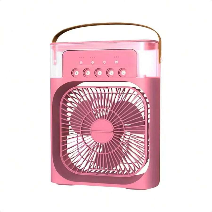 Mini Portable Fan With Humidifier, USB Rechargeable, Small, Powerful And Silent – For Tabletop Use - Rosa Pálido - Ver 1