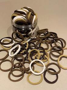 50pcs Assorted Neutral Color Basic High Elastic Hair Ties, Simple Ponytail Hair Bands, Daily Hairstyle Accessories, Seamless Hair Ties, High Stretch Towel Scrunchies, Essential For Daily, Makeup, Travel, Graduation, Women Gifts Head Accessories