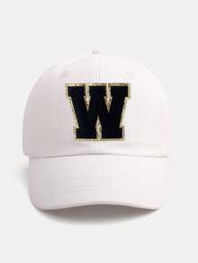 1PC Personalized Initial Letter Baby Baseball Cap (A-Z Options) - White Adjustable Daily Sun Hat For 3 Months To 2 Years, Toddler Cap With Brim - White - View 30