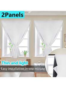 1pc Self-Adhesive Portable 100% Blackout Window Curtain, Drill-Free Blackout Cloth Suitable For Windows, Doors, Bedrooms, Basements - Heat Insulation, Dark Small Room Curtain, Can Be Used Year-Round,Fall Decor,Autumn Decor,Room Decor - White - View 99