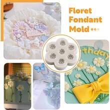 Flower Fondant Molds Daisy Flowers Silicone Molds Candy Mold Cupcake Topper Cake Decorating Chocolate Candy Polymer Clay Gum Paste Set Of - Kiểu T - Xem 5