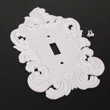 1 khung trang trí ổ cắm điện chạm khắc màu trắng kiểu Pháp, tấm che bảng điều khiển điện gắn tường họa tiết hoa rỗng cổ điển, miếng dán trang trí ổ cắm điện sang trọng, thích hợp để trang trí bảng công tắc điện trong nhà. - trắng - Xem 7