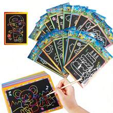 Rainbow Scratch Notes - 50/100 Colorful Notes For Boys And Girls, Ages 3 And Up, Children Party Favors, Stocking Stuffers,Halloween Gifts, Christmas Gifts - Diy001-L-10pcs - Xem 3
