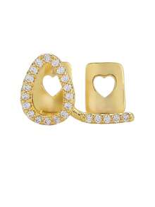 1件空心水滴拱形氧化锆闪亮时尚嘻哈牙饰，派对/夜店配饰，情侣礼物