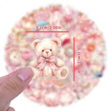 62张粉色透明PET贴纸，美观实用，可用于水瓶、日记本、笔记本电脑、行李箱、保险杠、手机、剪贴簿、滑板车、头盔、汽车等，卡通图案，为您的生活增添乐趣。 - 粉色 - 查看 3