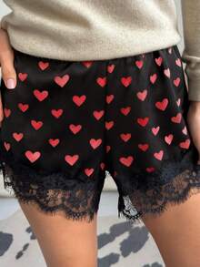 Satin Silk Boxers Shorts For Women Y2k Lace Trim Micro Mini Pajama Shorts French Knickers Low Rise Coquette Lounge Slip Pj Bottoms - Đỏ - Xem 1