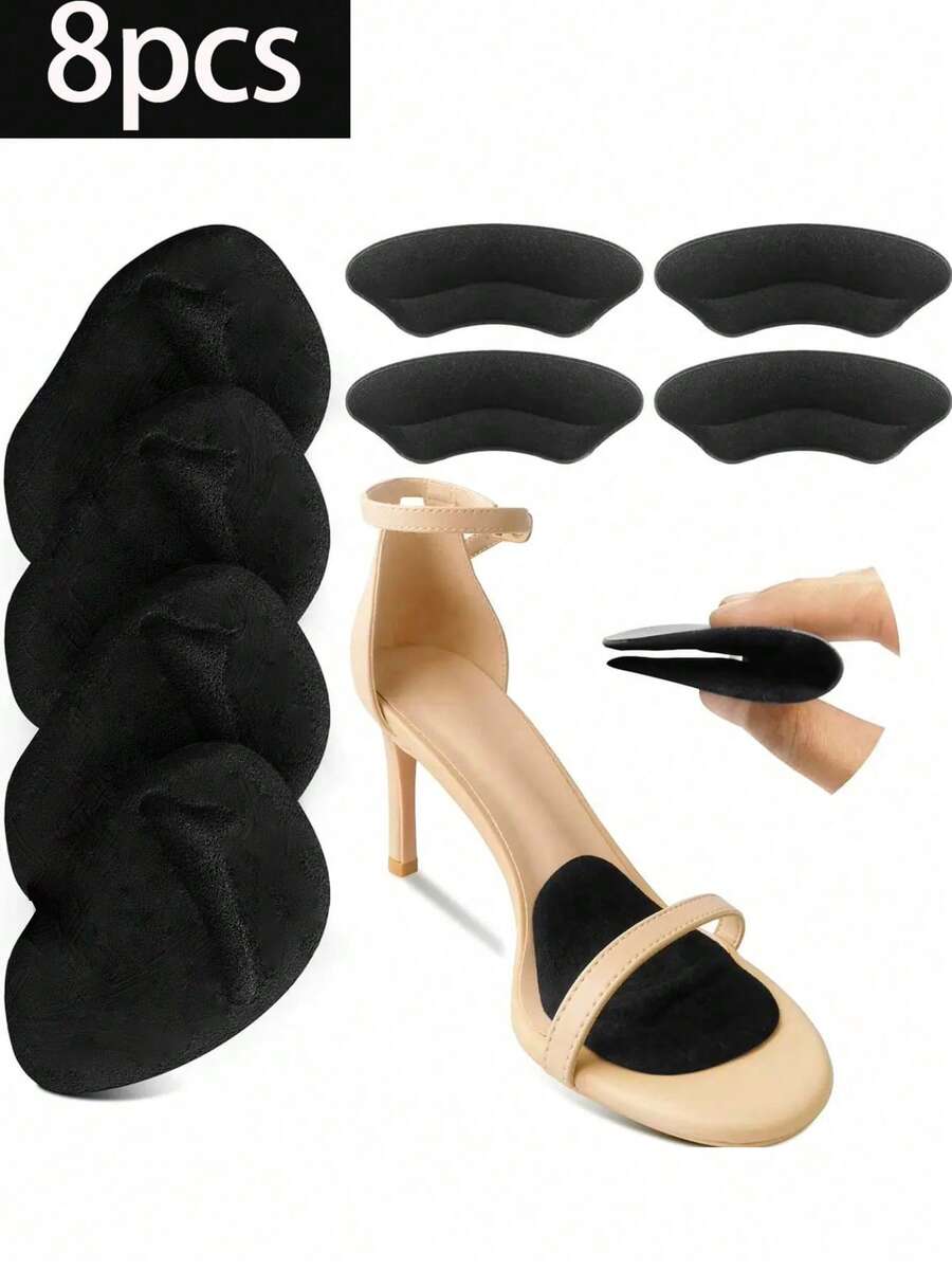 一套8片柔软前脚掌垫、半码鞋垫、后跟防滑垫、高跟鞋专用凝胶加厚防摩擦垫