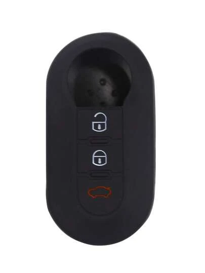 1pc Black Silicone Car Key Protective Case, Anti-Drop Suitable For Fiat 500, Bravo, LANCIA Delta, PANDA