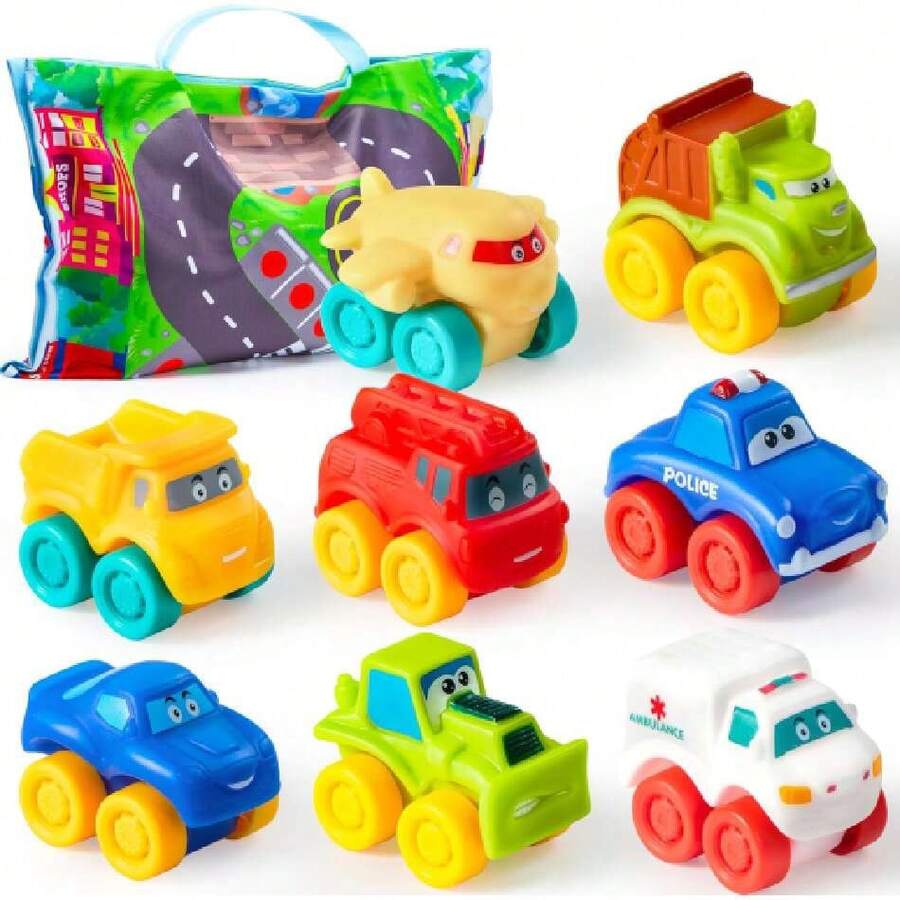 JOYIN - Coches de juguete para niños pequeños de 1 a 3 años, 8 piezas de goma para bebés,38073725 - Tipo de Enchufe A Japonés (100V) - Ver 1