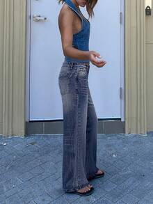 BLTN 新款春季女式牛仔裤，休闲直筒裤，多功能双口袋设计，适合返校、新年、情人节等场合，宽松版型