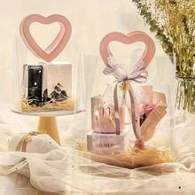 1pc, Reusable Transparent Gift Bag With Pink Handle, Transparent PVC Party Gift Bag, Suitable For Weddings, Bridal Parties, Birthdays, Valentine's Day, Home Decor | Decorative Gift Bags | Durable Gift Bags, Wedding Gift Bags - 粉色 - 查看 2
