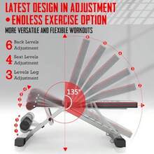 Weight Bench 660LB/300KG Adjustable Foldable Strength Training Bench Utility Incline Decline Bench For Full Body Workout- Integrated Structure Updated - Red - View 3